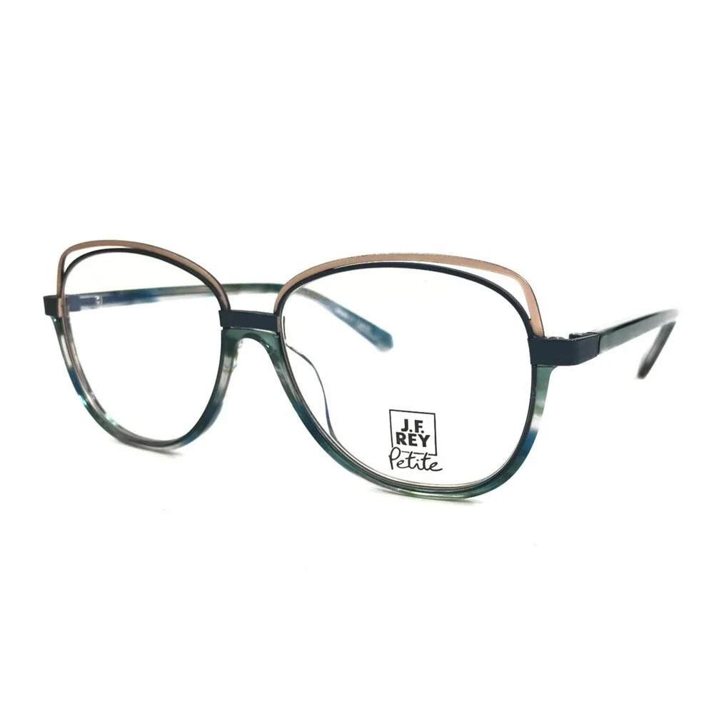 J. F. Rey Petite Eyeglasses Frame PA096 2545 Blue Gold Square Full Rim 50-13-140